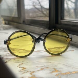 Girls Round Yellow Lens Sunglasses with Bee Detail